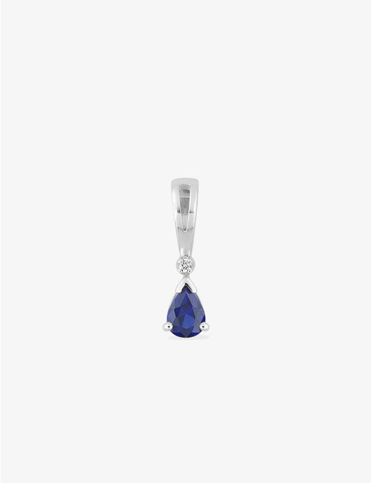 Pendentif Or 750‰ Diamant 0,01 ct et Saphir Serti Griffes