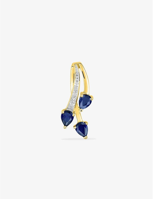 Pendentif Or Jaune 750‰ Rhodium avec Saphirs et Diamants 0,01 ct