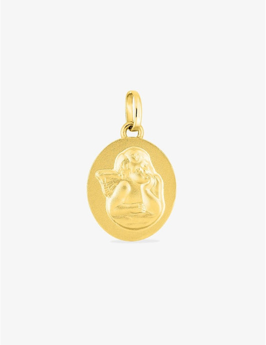 médaille ange en or jaune ovale 18K