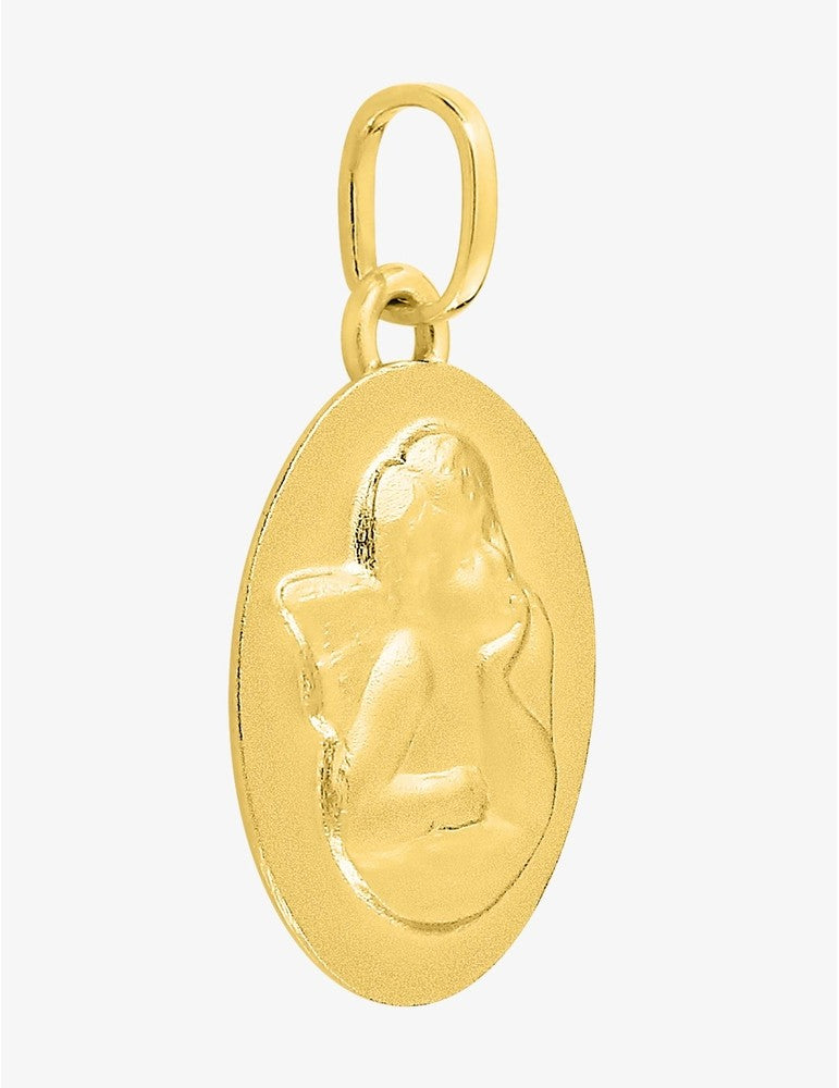 médaille ange en or jaune ovale 18K