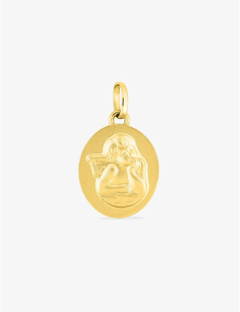 médaille ange en or jaune ovale 18K