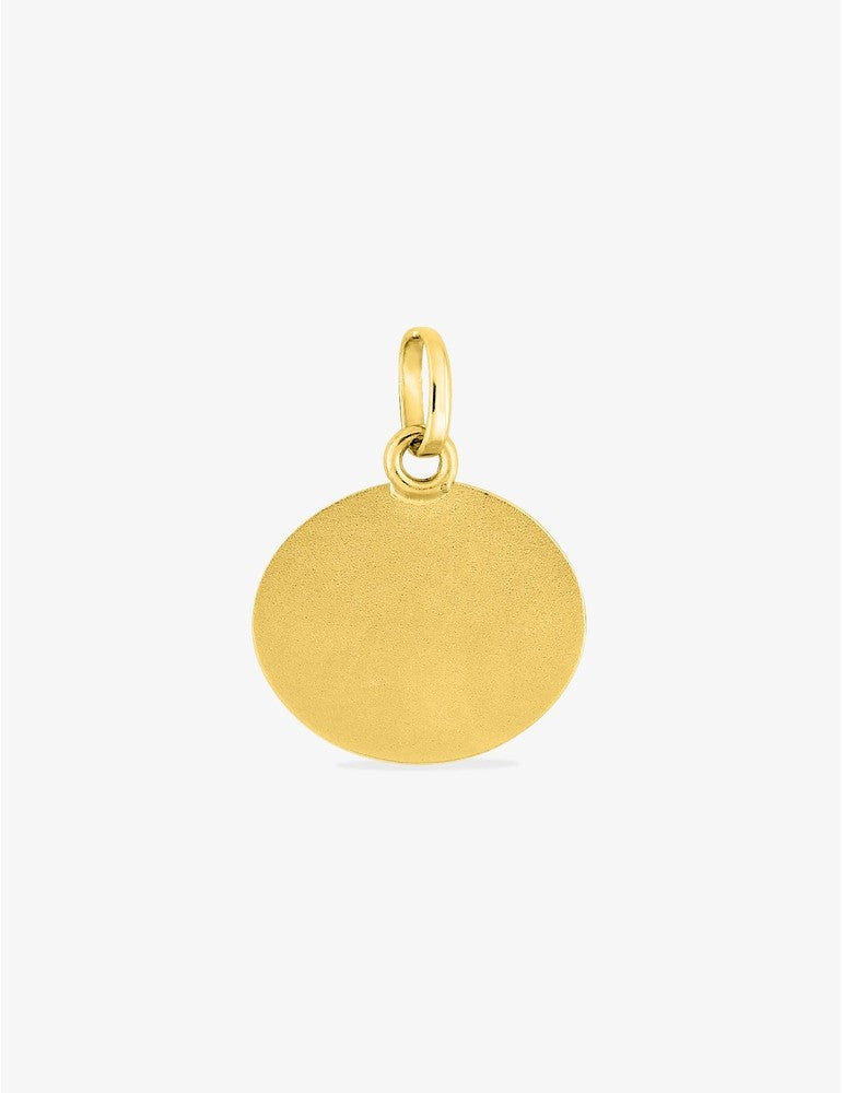 Pendentif Médaille Ange en Or Jaune 750/1000 – Plaque Ronde 15 mm