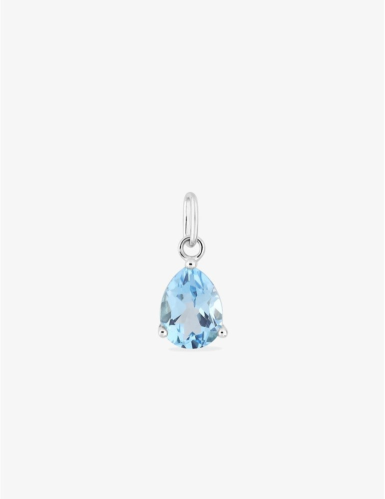 Pendentif or blanc 375‰ topaze bleue poire