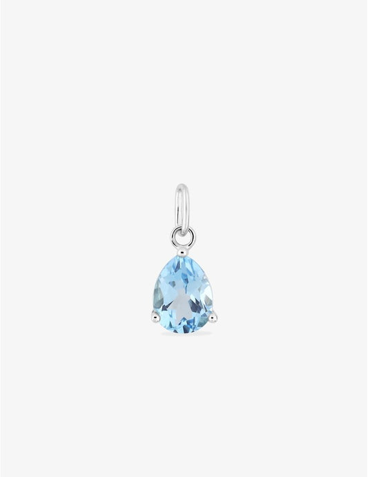 Pendentif or blanc 375‰ topaze bleue poire