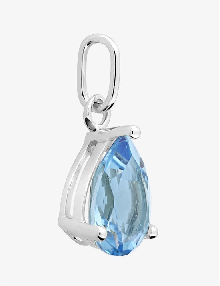 Pendentif or blanc 375‰ topaze bleue poire