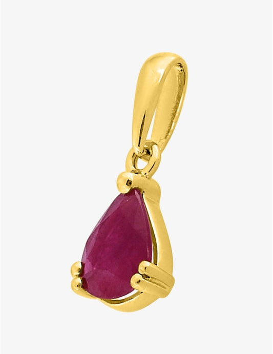 Pendentif en or jaune 750‰ avec rubis poire serti griffes