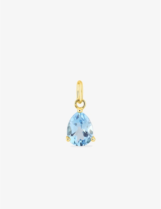 Pendentif or jaune 750 ‰ avec topaze poire bleue traitée