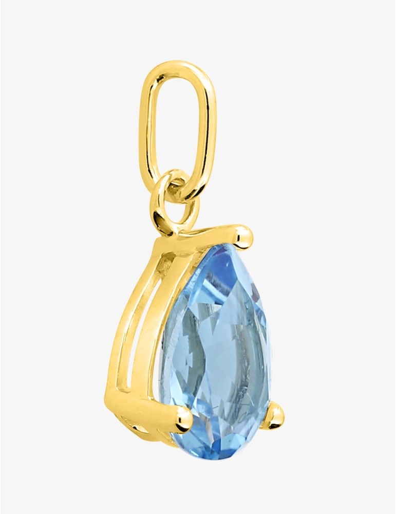 Pendentif or jaune 750 ‰ avec topaze poire bleue traitée