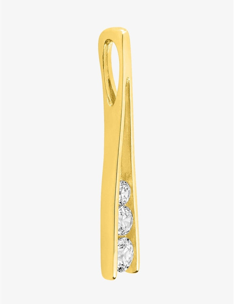 Pendentif or jaune 750 ‰ trilogie oxyde de zirconium