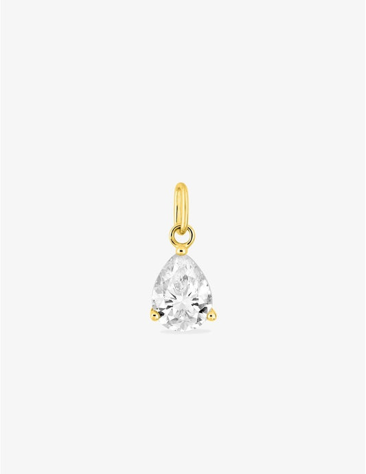 Pendentif oxyde de zirconium poire 7 mm or jaune 750‰