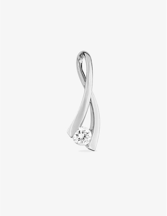 Pendentif ruban or blanc 750‰ oxyde de zirconium