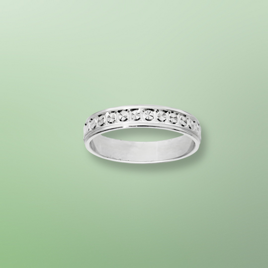 Alliance Argent Rhodié 925/1000e – Ruban Motif Diamants 4mm