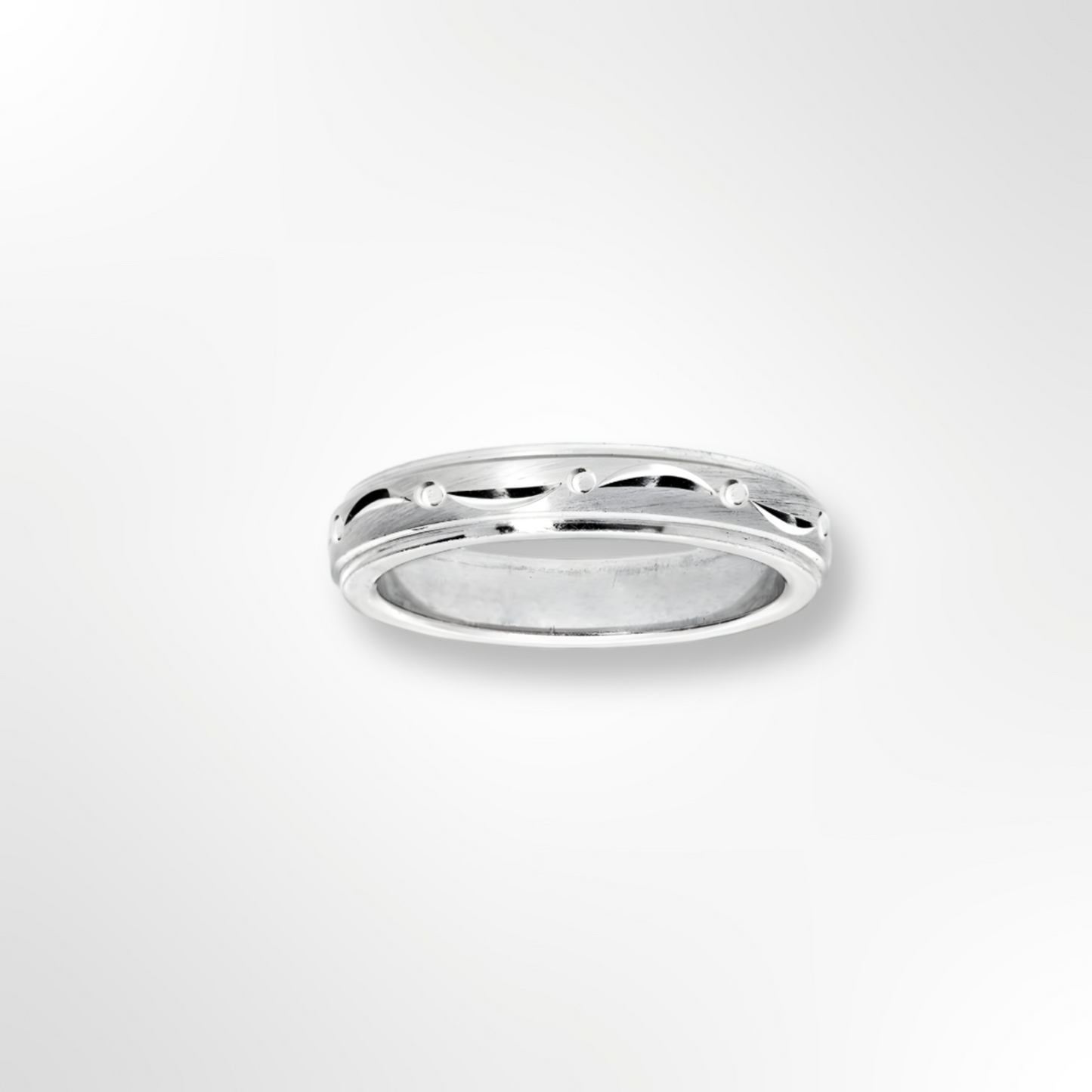 Alliance Argent Rhodié 925/1000e – Ruban Motif Diamanté 4 mm