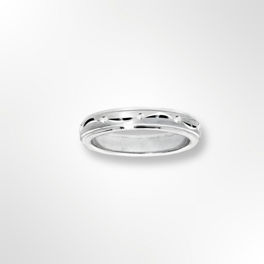 Alliance Argent Rhodié 925/1000e – Ruban Motif Diamanté 4 mm
