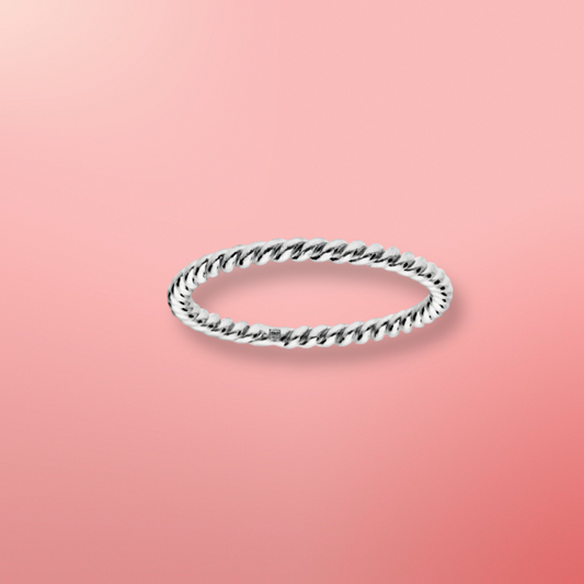 Alliance Argent Rhodié 925/1000e – Ruban Motif Torsadée 2mm