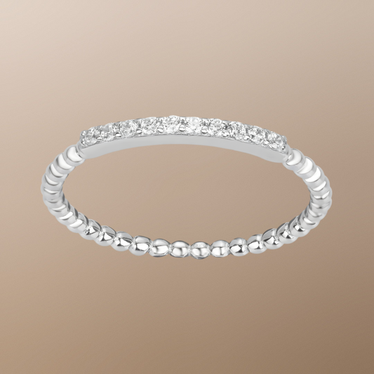 Demi-Alliance Fantaisie en Argent 925‰ avec Oxydes de Zirconium
