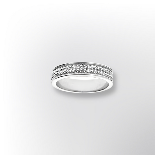 Alliance Argent Rhodié 925/1000e – Ruban Motif Chevron 5mm