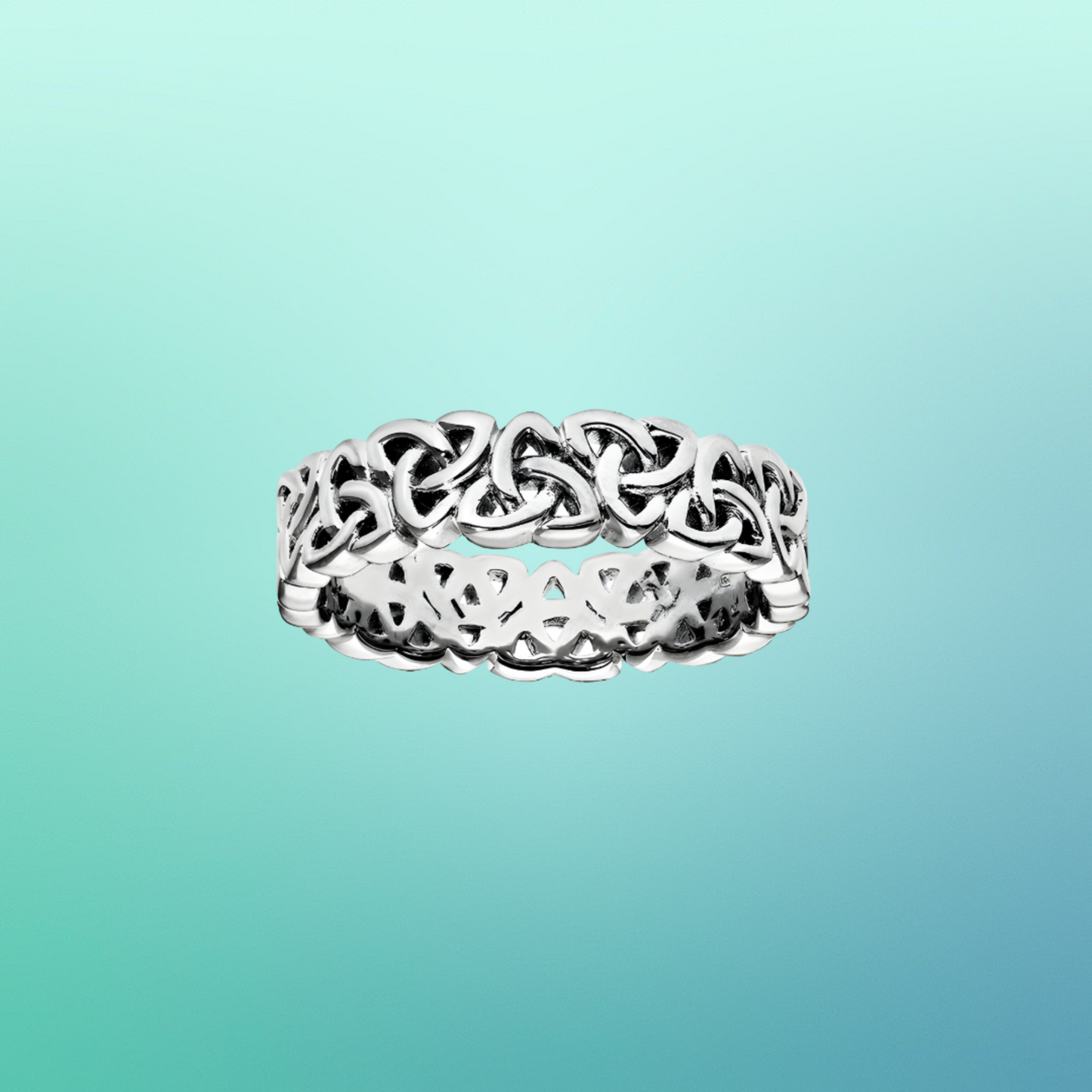 Alliance Argent Rhodié 925/1000e – Ruban Motif Triskel 6mm