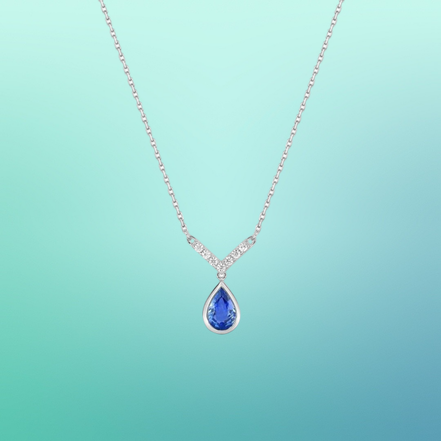 Collier en Or Blanc 750‰ avec Saphir et Diamant