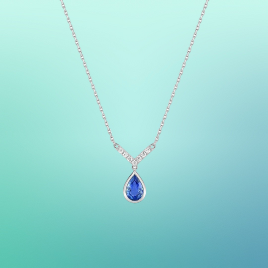 Collier en Or Blanc 750‰ avec Saphir et Diamant