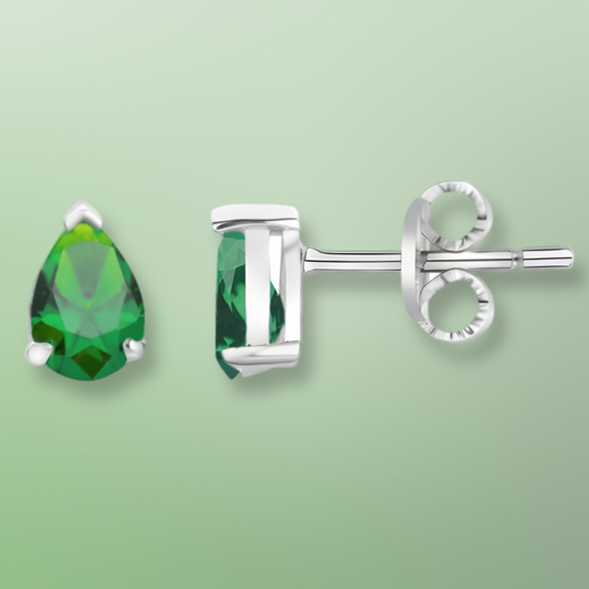 Boucles d’oreilles argent 925 & oxydes de zirconium vert foncé