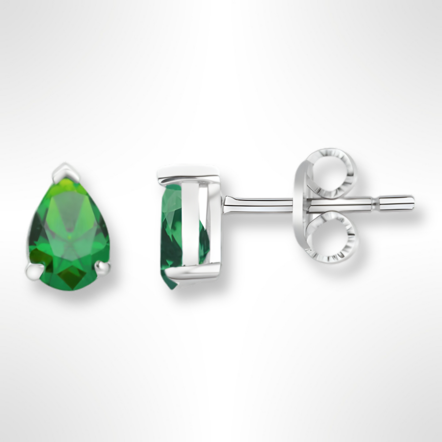 Boucles d’oreilles argent 925 & oxydes de zirconium vert foncé