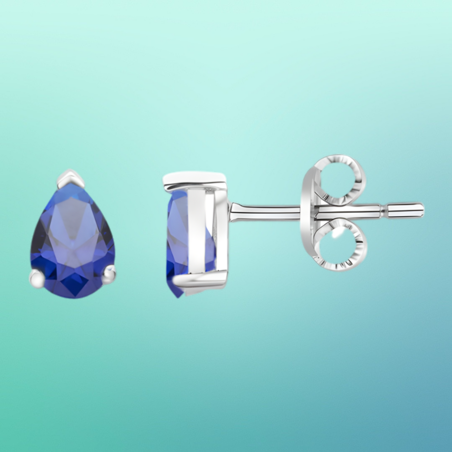 Boucles d’oreilles argent 925 forme poire & oxyde de zirconium bleu foncé