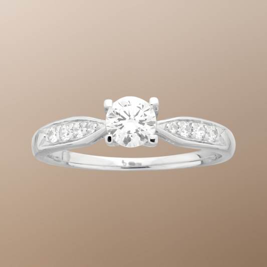 Solitaire Accompagné en Argent 925‰ avec Oxydes de Zirconium