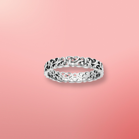 Alliance Argent Rhodié 925/1000e – Ruban Motif Triskel 4mm
