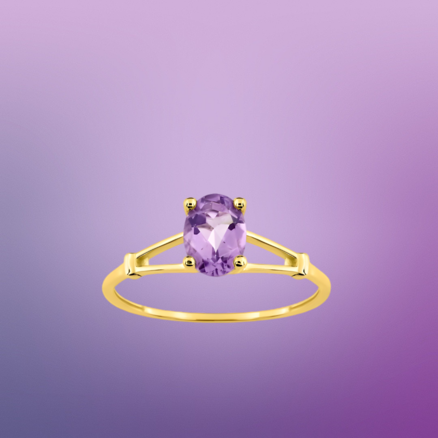Bague en or jaune 375‰ avec améthyste