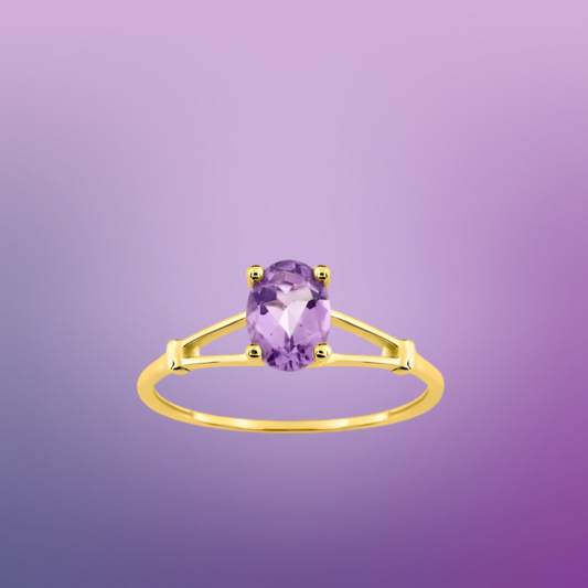 Bague en or jaune 375‰ avec améthyste
