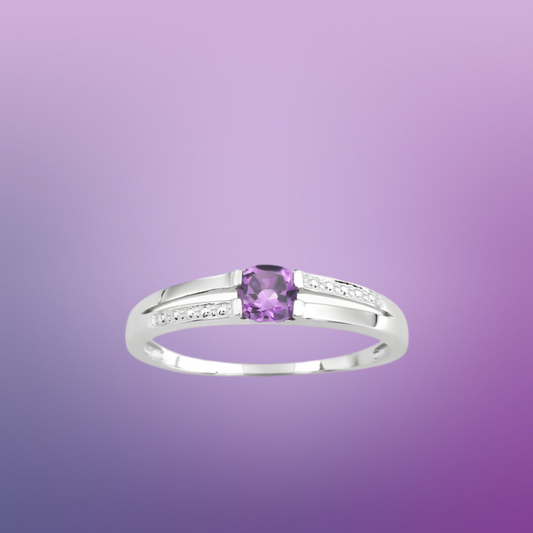 Bague en or blanc 375‰ avec améthyste
