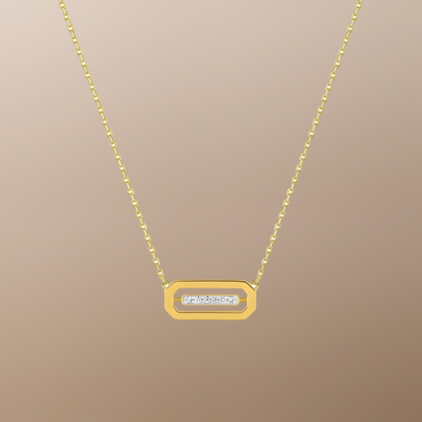 Collier Rectangle en Or Jaune 750‰ et Diamants