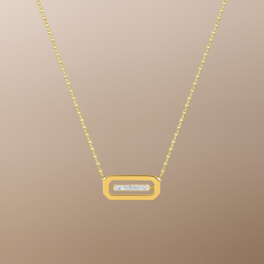 Collier Rectangle en Or Jaune 750‰ et Diamants