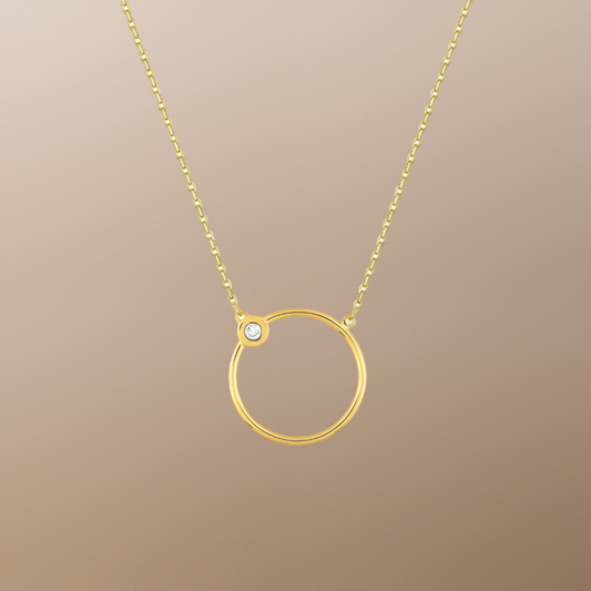 Collier Cercle Ajouré en Or 750‰ et Diamant