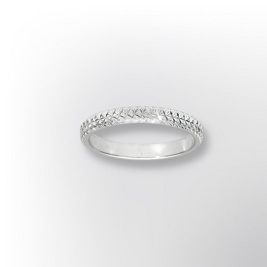 Alliance Argent Rhodié 925/1000e – Ruban Motif Diamantée 3mm