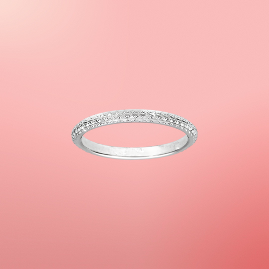 Alliance Argent Rhodié 925/1000e – Ruban Motif Diamantée 2 mm