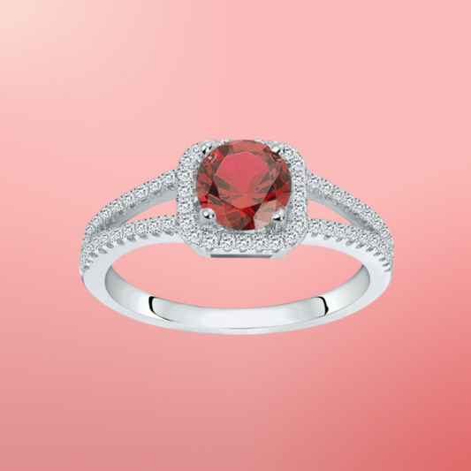 Bague en Argent 925‰ avec Oxyde de Zirconium Rouge et Blanc