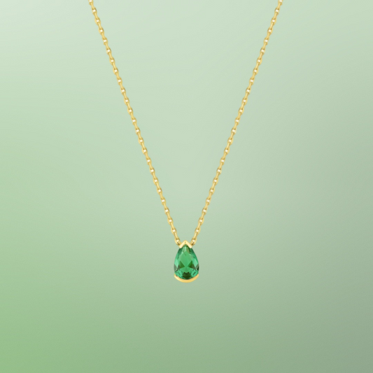 Collier Or Jaune 750‰ & Émeraude Verte