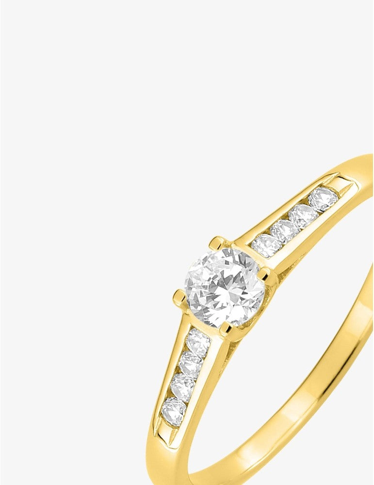 Solitaire Plaqué Or avec Oxyde de Zirconium 6,5 mm – Élégance et Éclat Intemporel