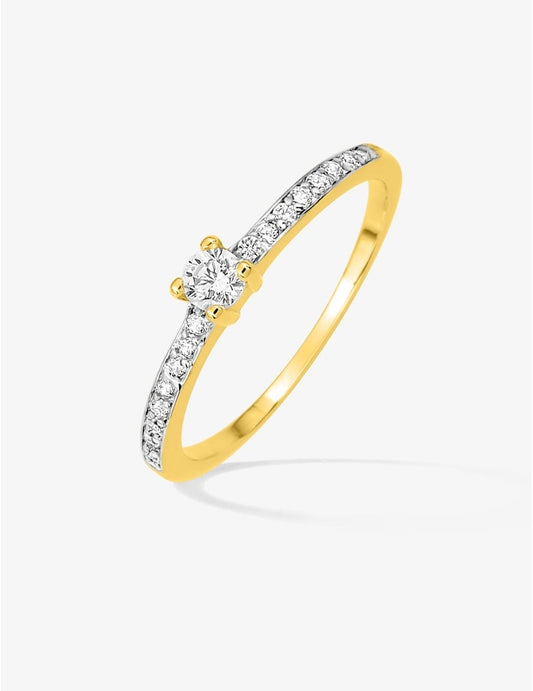 Bague Femme Solitaire Accompagné – Plaqué Or, Rhodium et Oxyde de Zirconium 3 mm