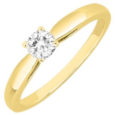 Bague solitaire plaqué or & oxyde de zirconium  Tailles paires 48 à 62