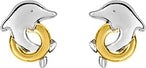 Boucles d’Oreilles Dauphin Bicolore en Or 375 – 0.25g
