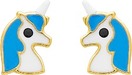 Boucles d’Oreilles Enfant Licorne Bleue en Or 375 – 0.30g